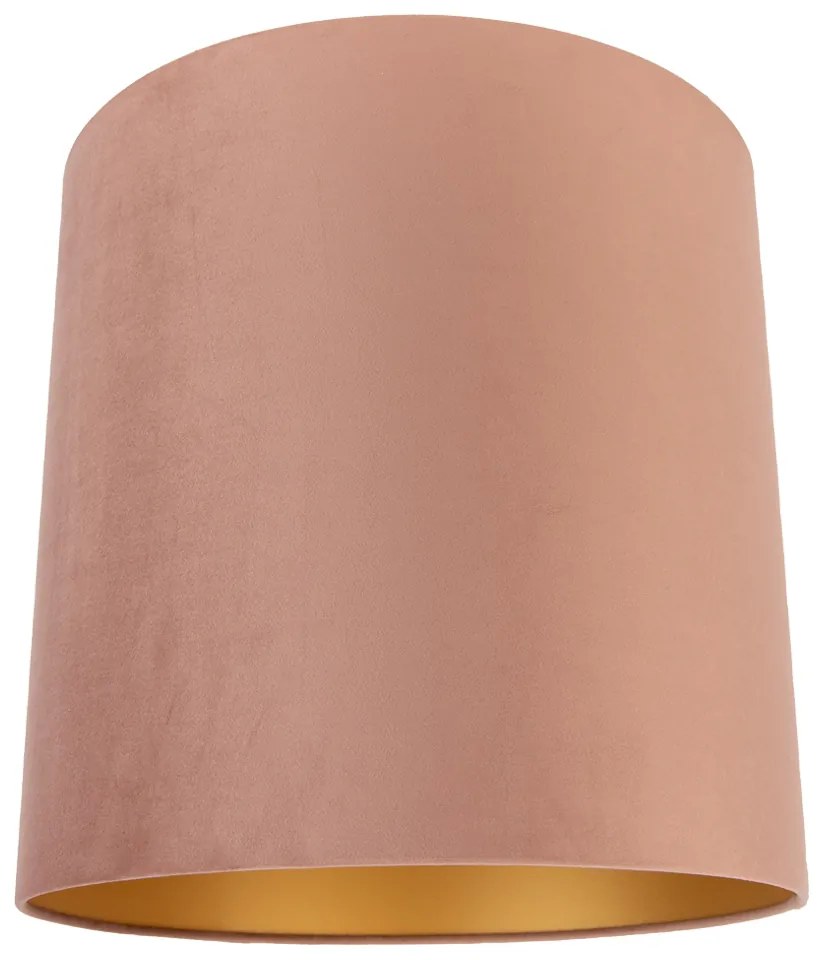 Abajur din catifea roz 40/40/40 cu interior auriu