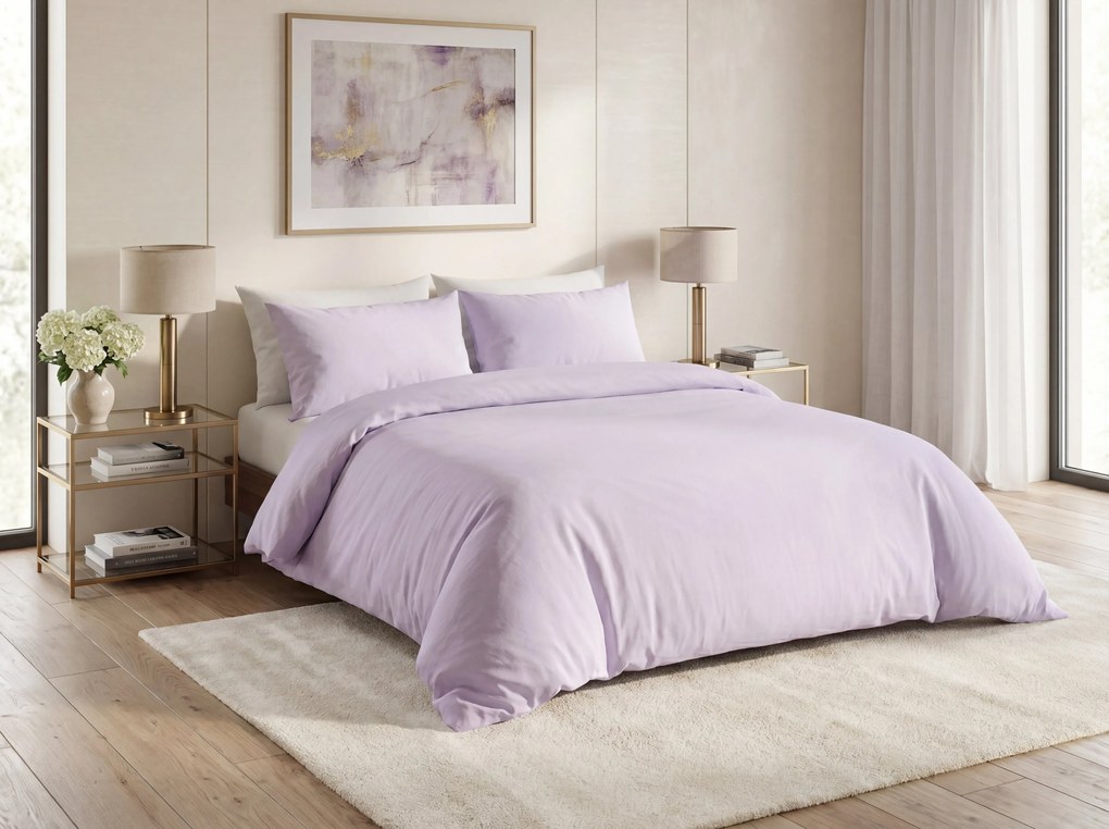 Lenjerie de pat din bumbac FOREVER COLOURS lila deschis Dimensiune lenjerie de pat: 2 buc 60 x 70 cm | 260 x 220 cm