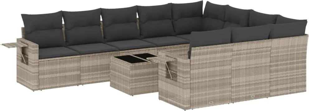 vidaXL Set canapele de grădină cu perne, 11 piese, gri, poliratan