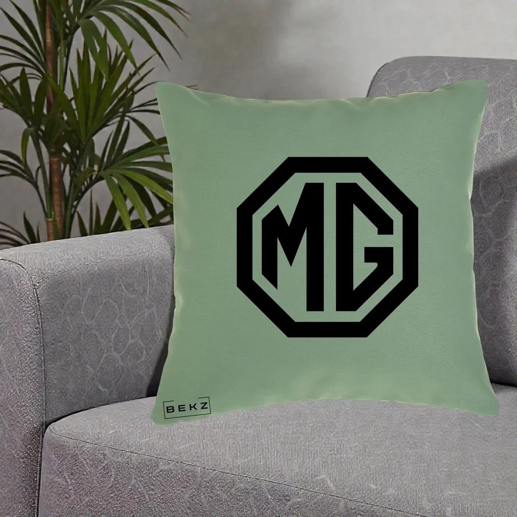 Perna Personalizata cu emblema MG, 40x40 cm, Verde, Husa Detasabila, Perna Inclusa, BEKZ®