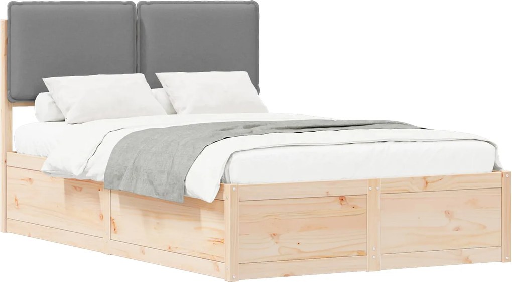 vidaXL Cadru de pat cu tăblie tapițată Gri deschis 120 x 200 cm