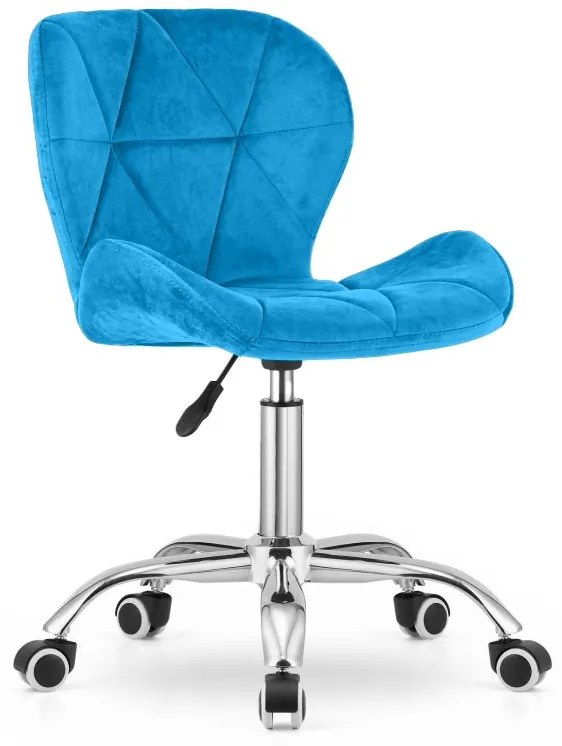 Set pentru birou – birou pliabil ZARIMO 80×40 cm alb + scaun de birou AVOLA VELVET albastru