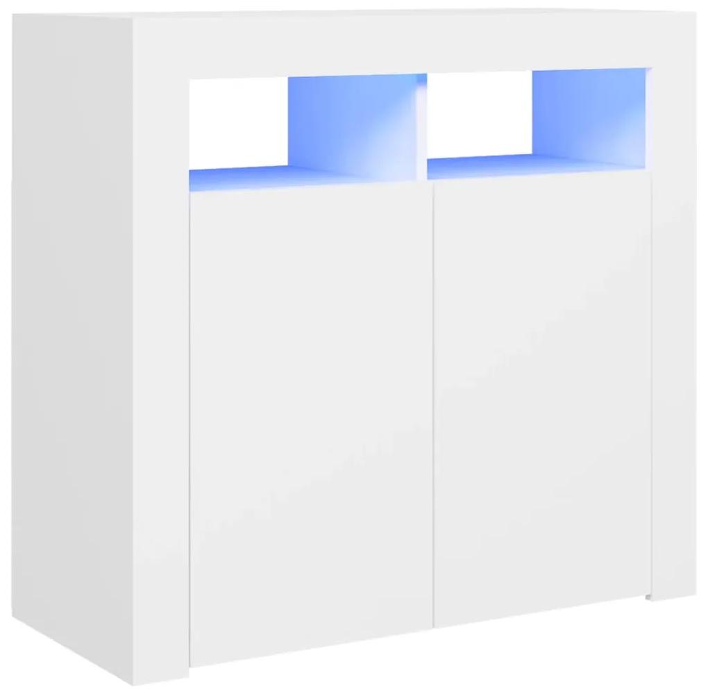 Servantă cu lumini led, alb, 80x35x75 cm