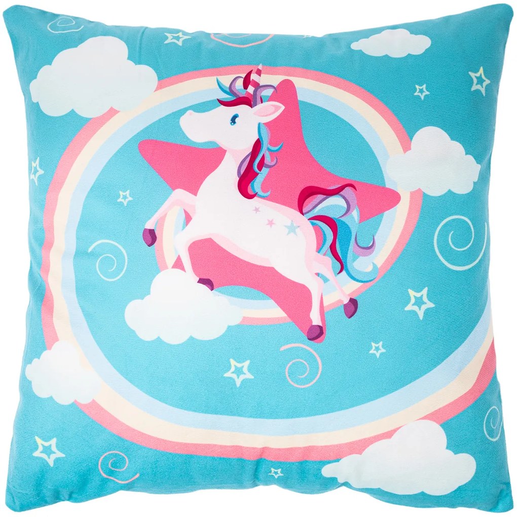 Pernuță Unicorn curcubeu, 40 x 40 cm