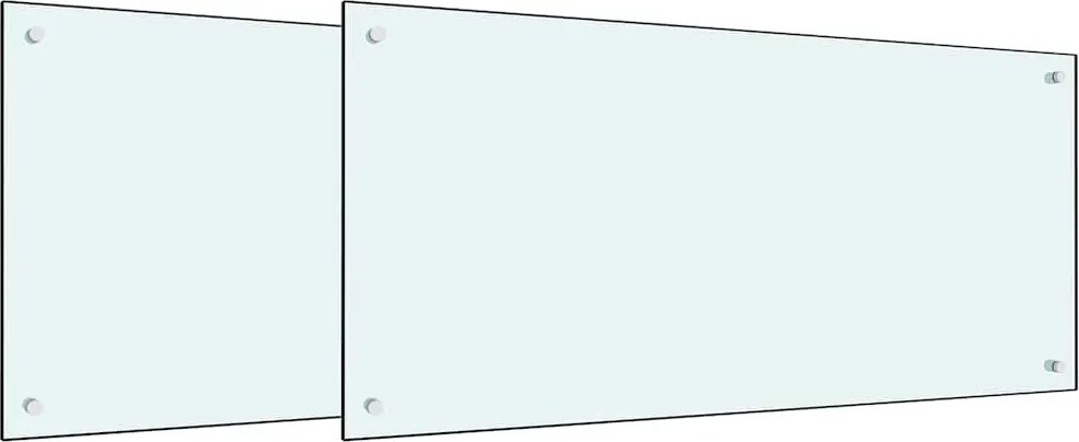 vidaXL Panou de bucătărie 2 pcs Alb 100 x 50 cm sticlă securizată