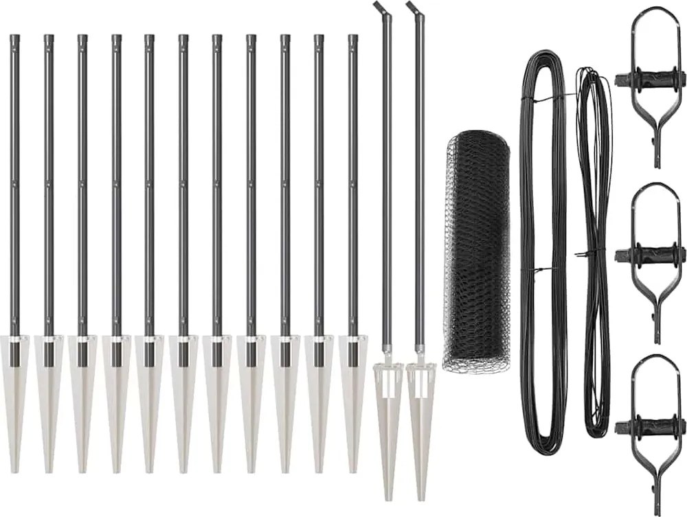 vidaXL Stâlp de gard. Gri 25 x 0,5 m (plasă de 13 mm) Oțel