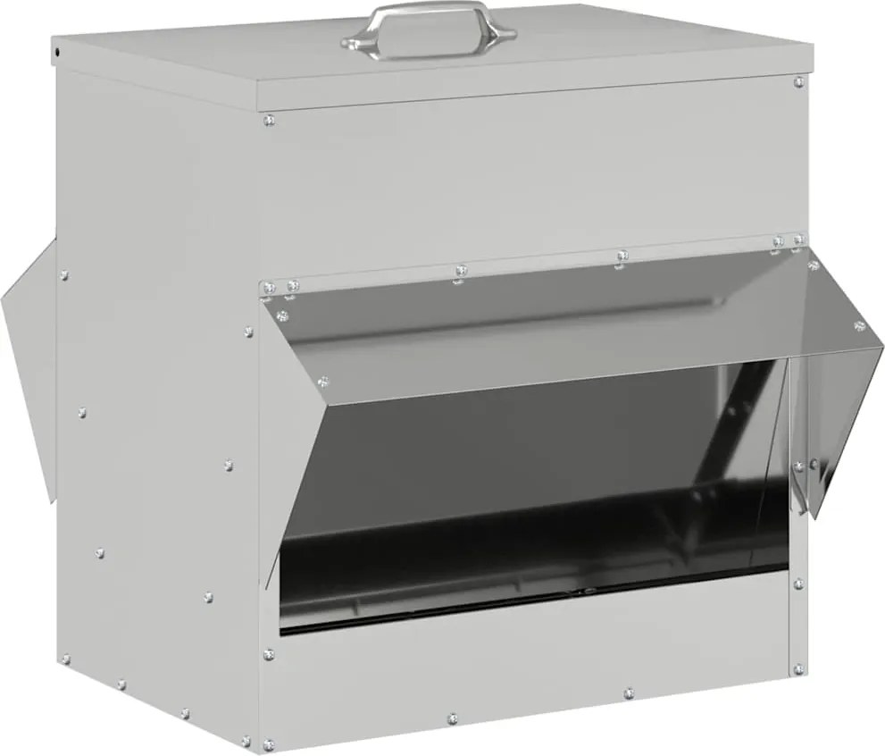 vidaXL Feeder pentru pui Argintiu 40,5 x 45 x 41 cm Oțel Galvanizat
