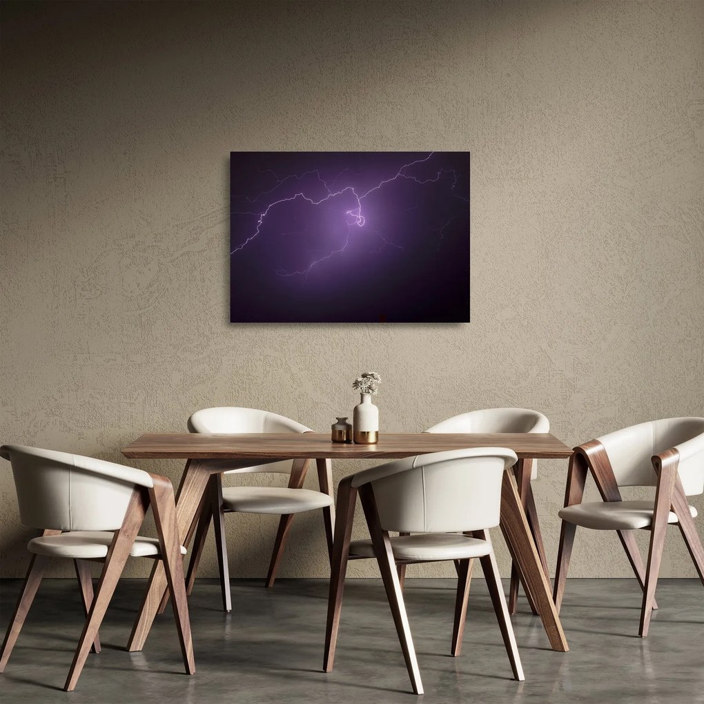 Tablou pe sticlă cu fulger pe cer (70x50 cm)