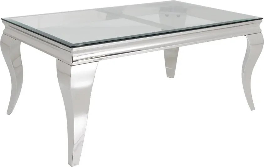 Masuta de cafea, Lemn de Tec, Sticla, Otel Crom, MODERN BAROCK BARRACUDA 100cm