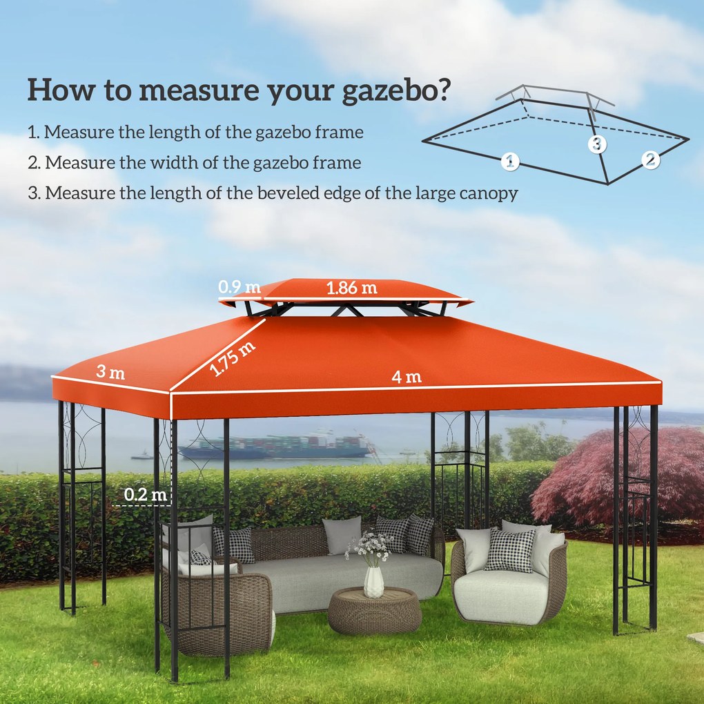 Outsunny Acoperiș de Înlocuire pentru Pavilionuri de Grădină 3x4m Poliester Culoare Cafea | Aosom Romania