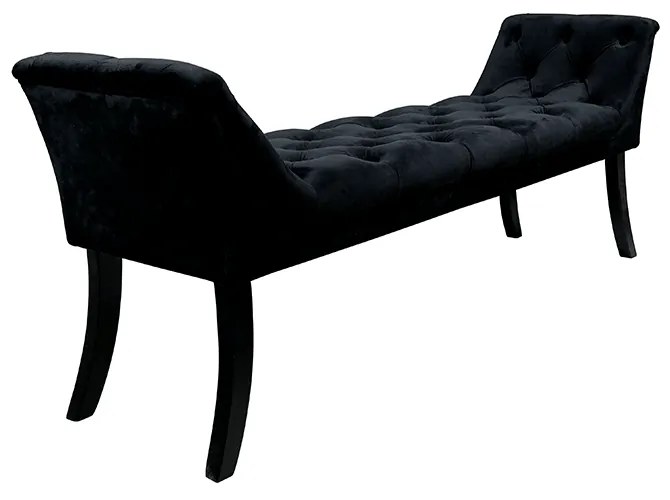 Bancă de design, ţesătură de catifea neagră / lemn, HEMY TYP 1