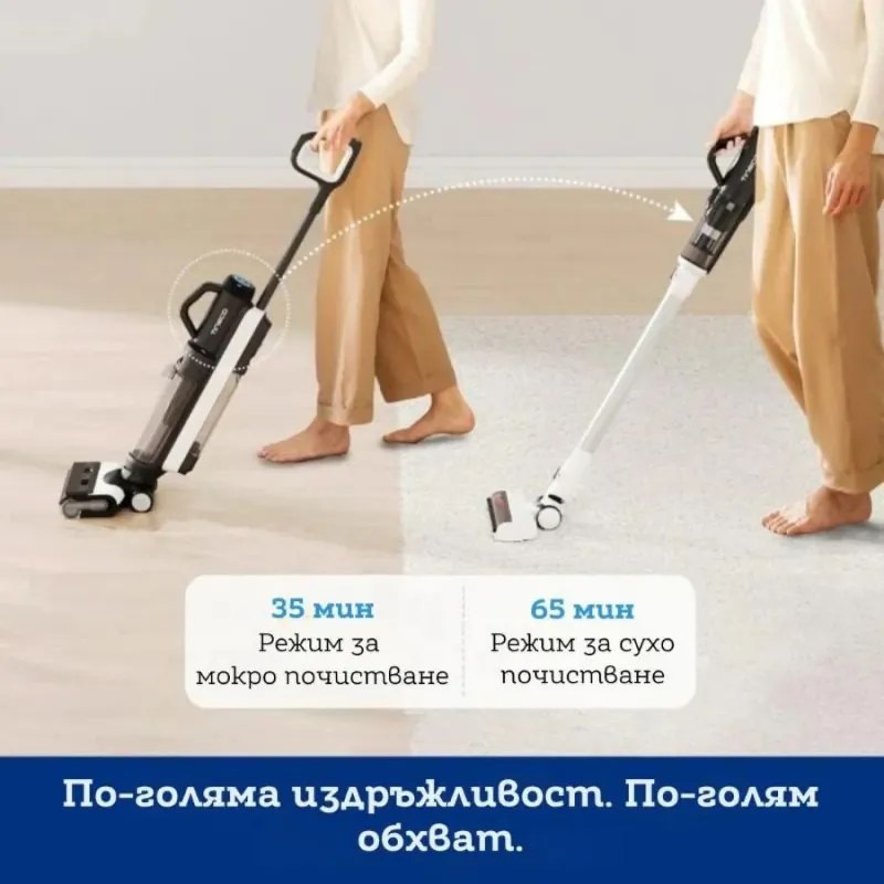 Aspirator vertical fara fir Floor One Switch S6 FW301400FR, 230W, Uscat/Umed, Flashdry cu autocuratare, Autonomie 65 min, Filtru pentru par animale de companie, Negru