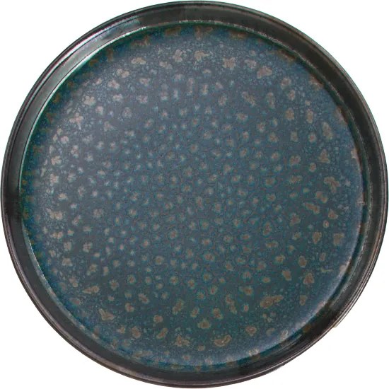 Set 3 Piese Verometal Glazura Albastru Verde Metalic Bronz Metalic Gri, Mat Argintiu ( Farfurie 25 cm, Farfurie 20 cm si Bol 450 ml )