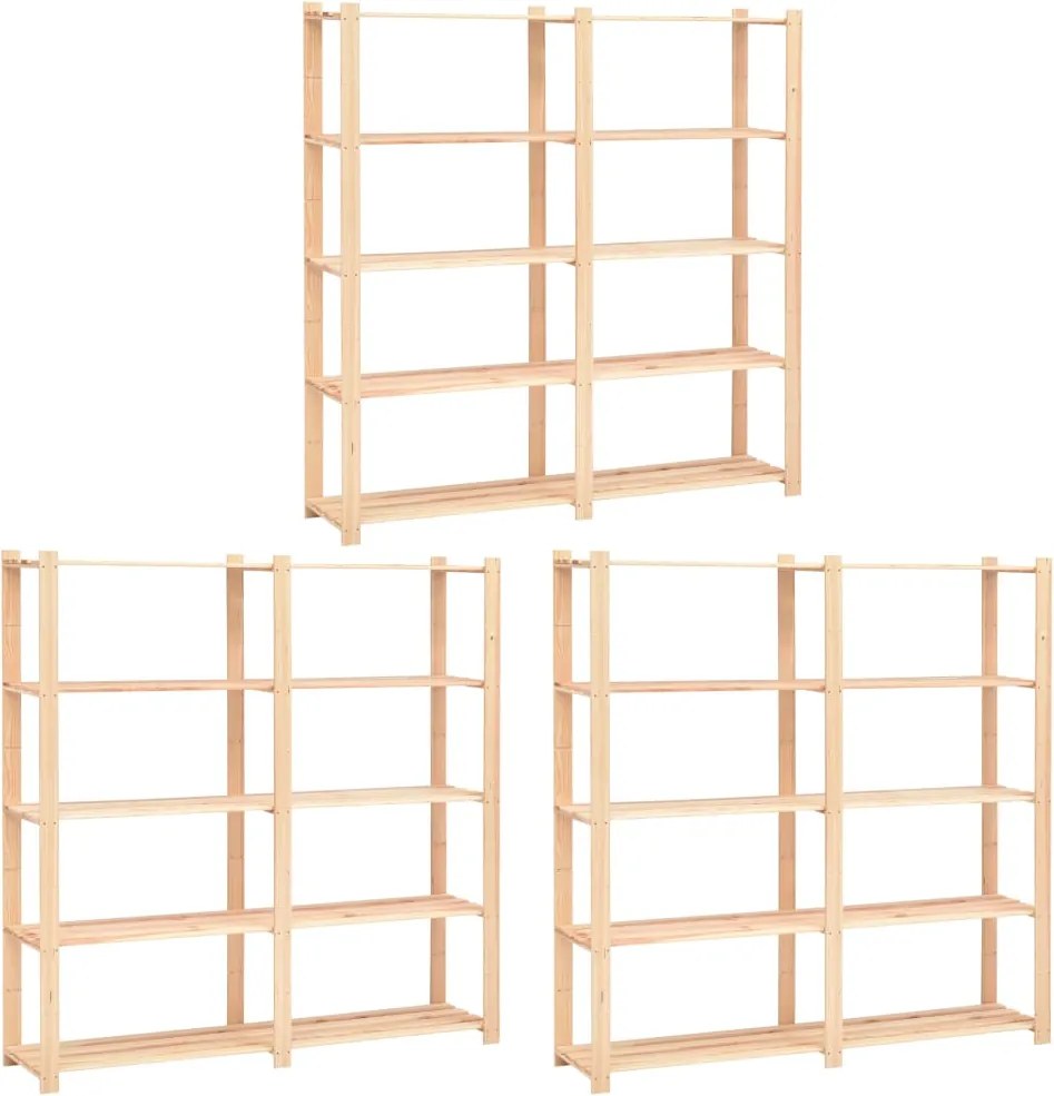 vidaXL Etajere cu 5 niveluri 3 buc. 170x38x170cm lemn masiv pin 500 kg