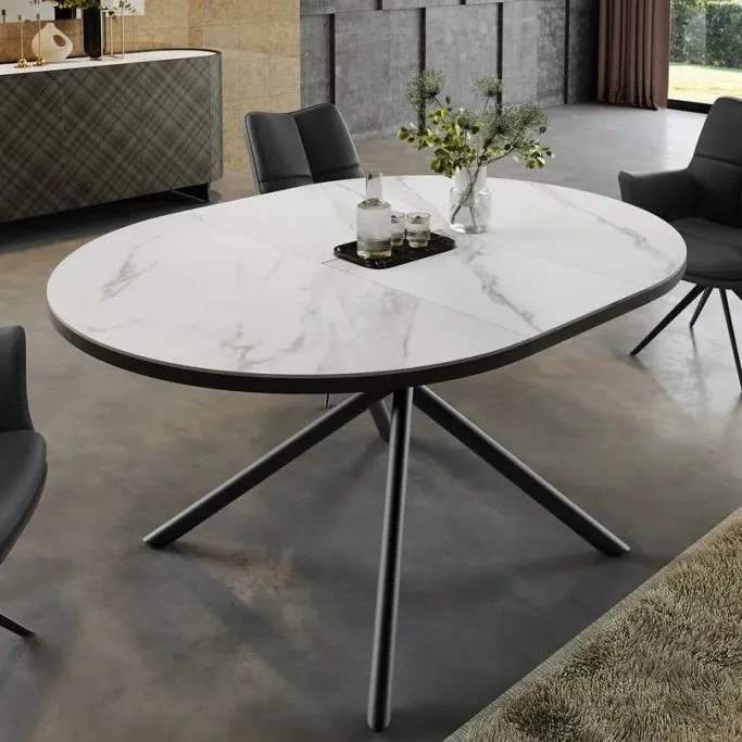Masa ovala extensibila, Ceramica Alba, MIKADO 120-160cm A-46503 VC