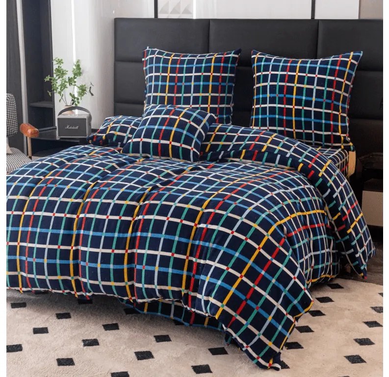 Lenjerie de pat microfleece GRID albastru inchis Dimensiunile lenjeriei: 70 x 90 cm | 140 x 200 cm