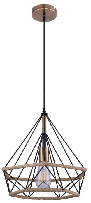 Pendul design industrial ULLEU negru, maro 38cm