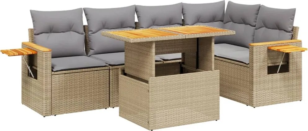 vidaXL Set canapele de grădină cu perne, 6 piese, bej, poliratan