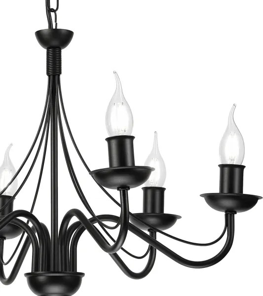 Candelabru cu lanț ANTON 6xE14/60W/230V, negru