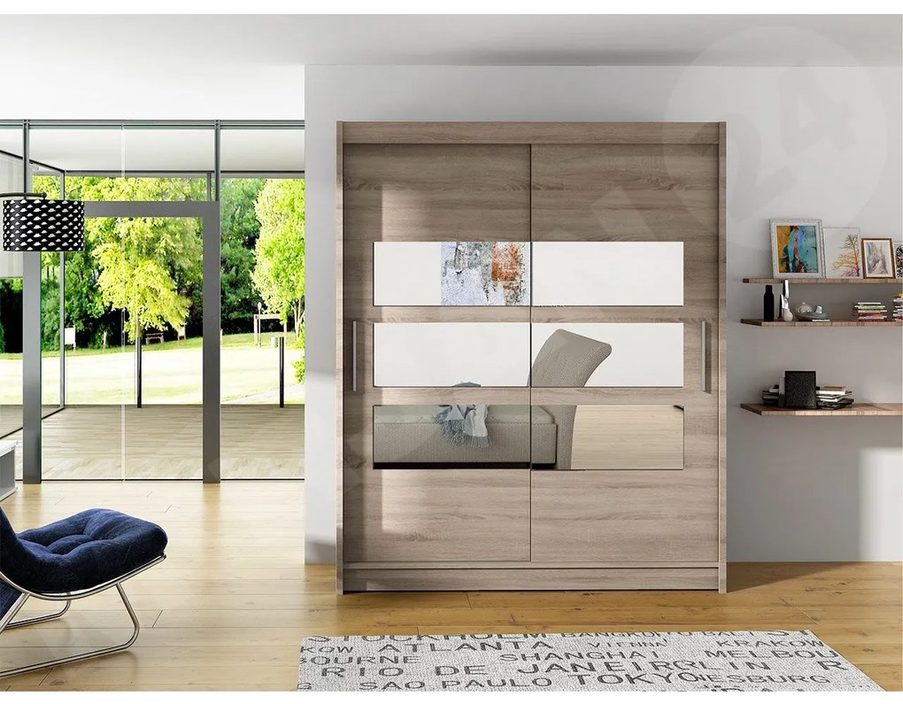 Dulap cu uși glisante Primrose VII (trufă) (fără iluminare). 1058470