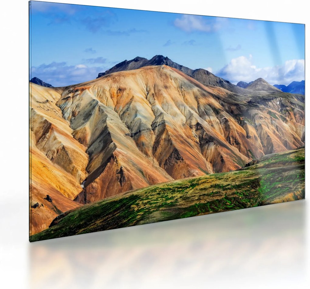 Tablou pe sticlă - Landmannalaugar (70x50 cm)