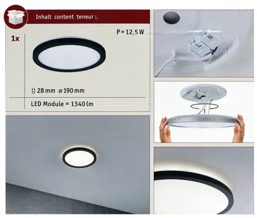 Plafonieră LED/11,2W ATRIA 230V neagră Paulmann 70997