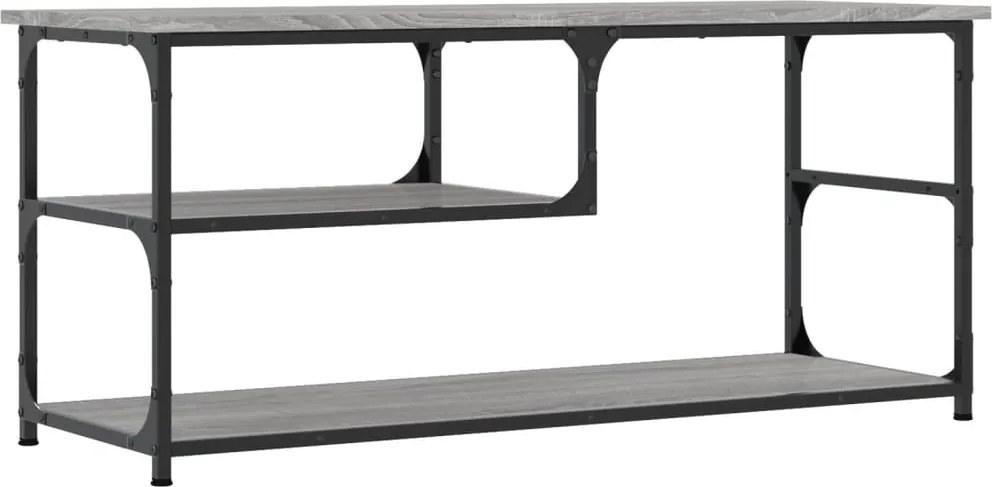 vidaXL Comodă TV, gri sonoma, 103x38x46,5 cm, lemn prelucrat și oțel