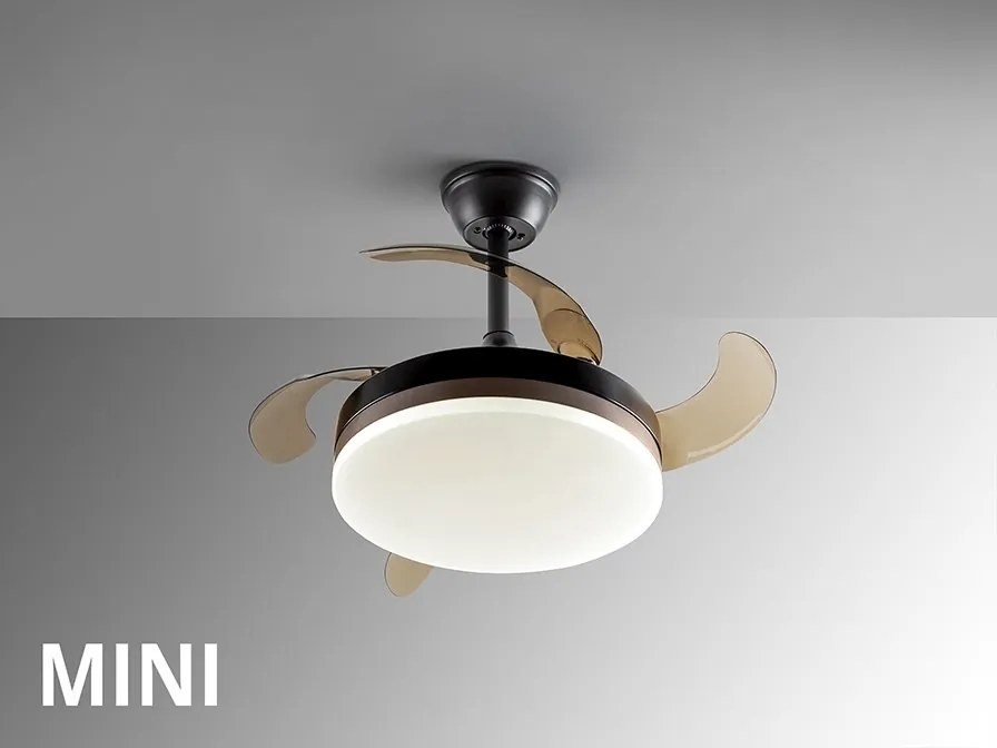 Lustra LED cu Ventilator si telecomanda, lame retractabile Mini Vento negru/bronz
