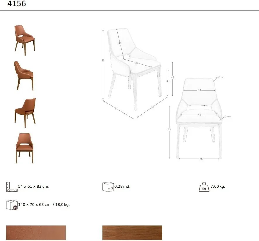 Scaun design LUX, Nuc, Piele sintetica, Brown