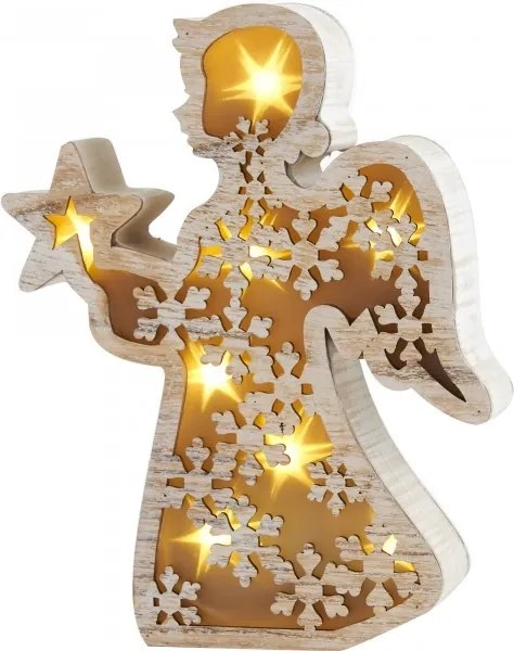 Decoratiune luminoasa din lemn Inger 16 cm x 25 cm