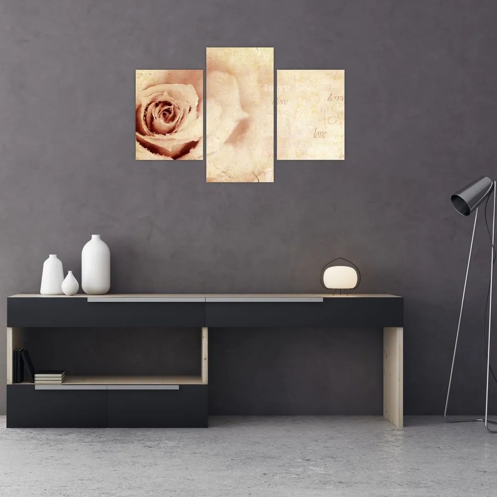 Tablou - floare de trandafir pentru îndrăgostiți (90x60 cm)