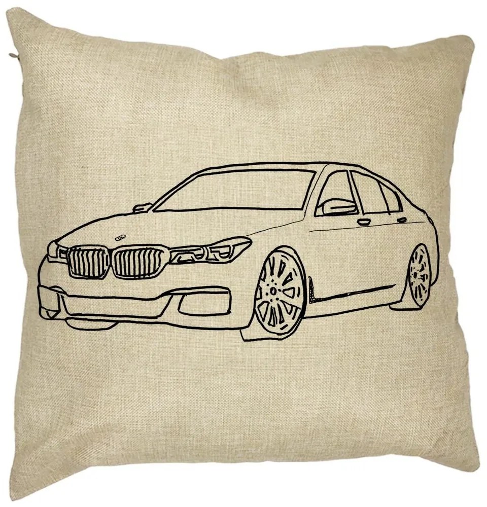 Perna Decorativa Patrata BMW Lover, 40x40 cm, Husa Detasabila, Burduf