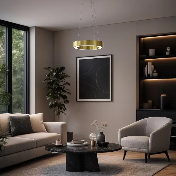 Lustră LED UNION pe cablu, 40 W, 230 V, 3000/4000/6500 K, Ø 40 cm, auriu