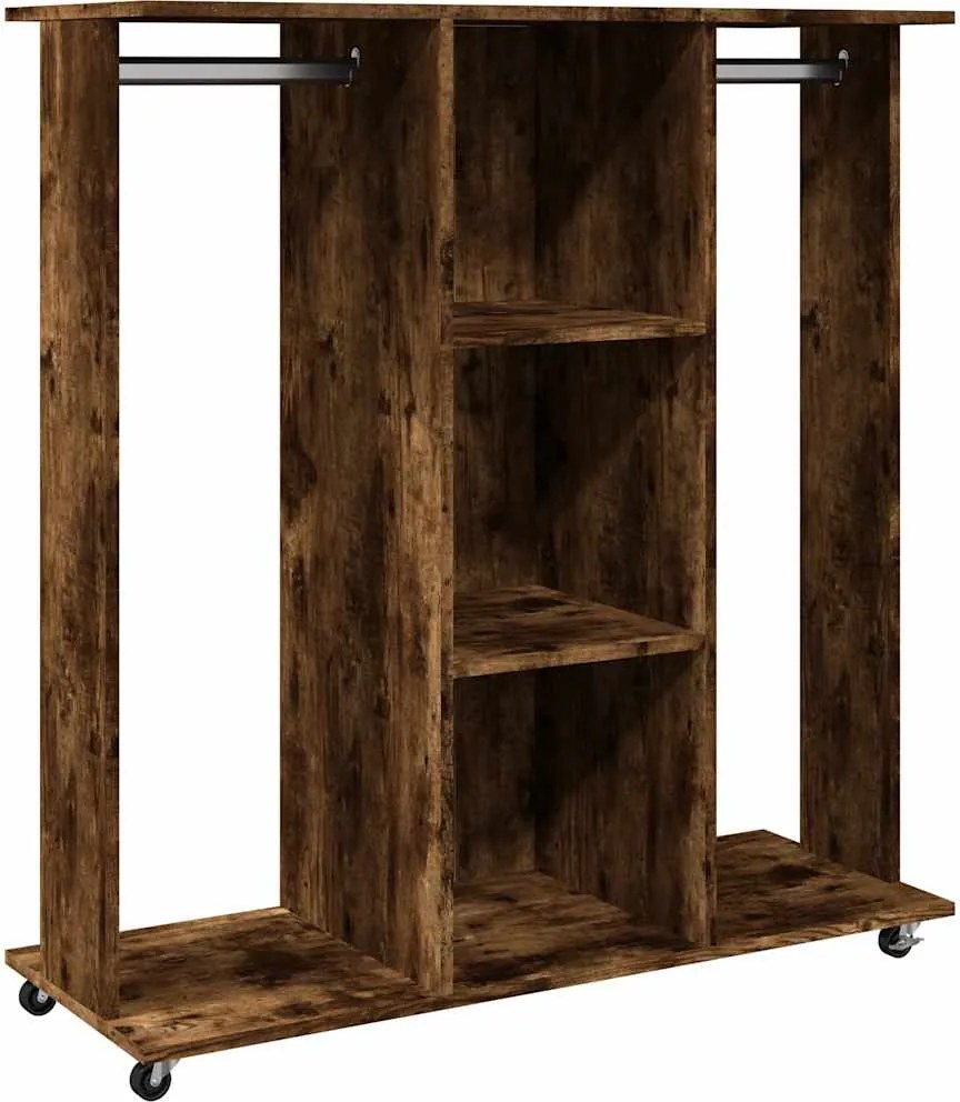 vidaXL Șifonier cu roți, stejar fumuriu, 102x38x110 cm, lemn prelucrat