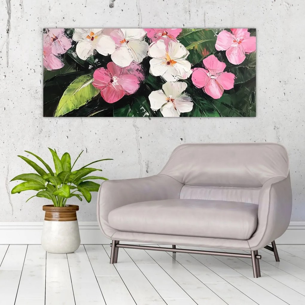 Tablou - Flori roz și albe (120x50 cm)