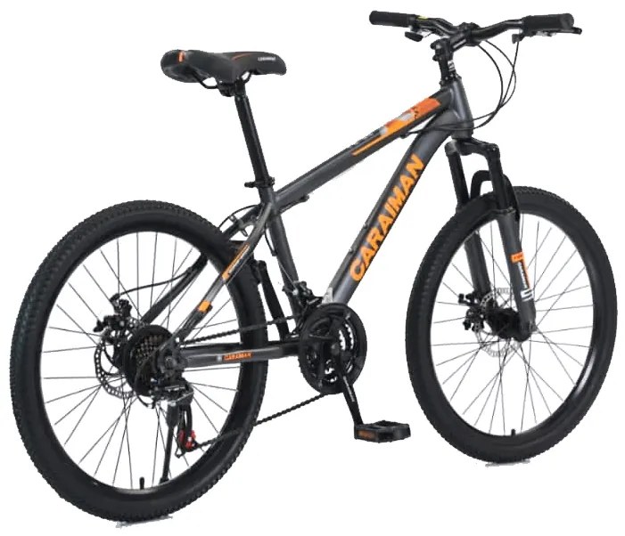 Bicicleta Caraiman, roti 26 inch, cadru otel, frane pe disc, negru cu portocaliu, BC41