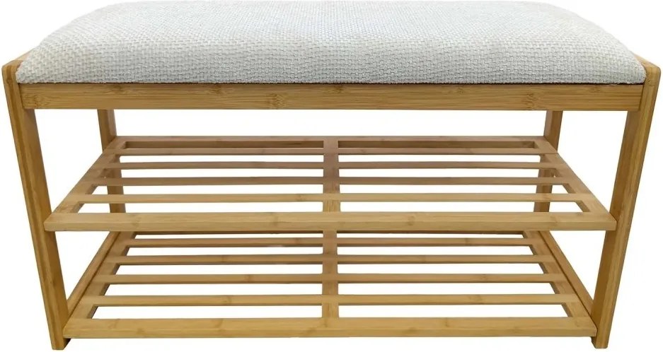 Bancheta cu raft pentru pantofi ZEN-BO 80cm bambus