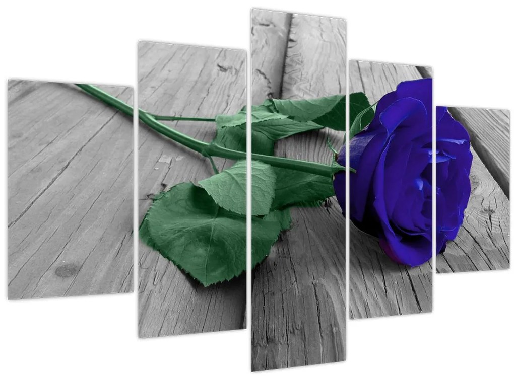 Tablou - Trandafir albastru cu tulpina verde (150x105 cm)