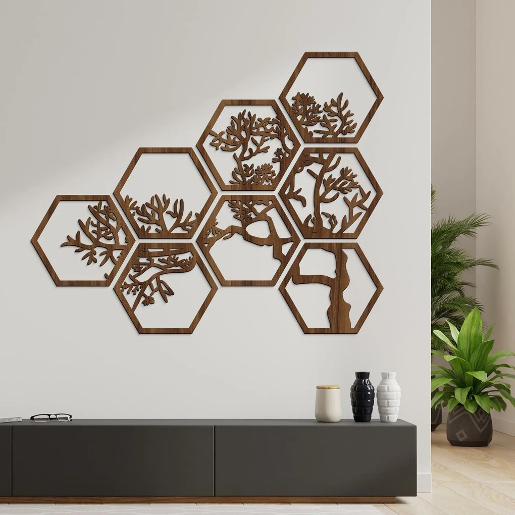 DUBLEZ | Decorațiune autoadezivă - Arbore în hexagoane (8 piese)