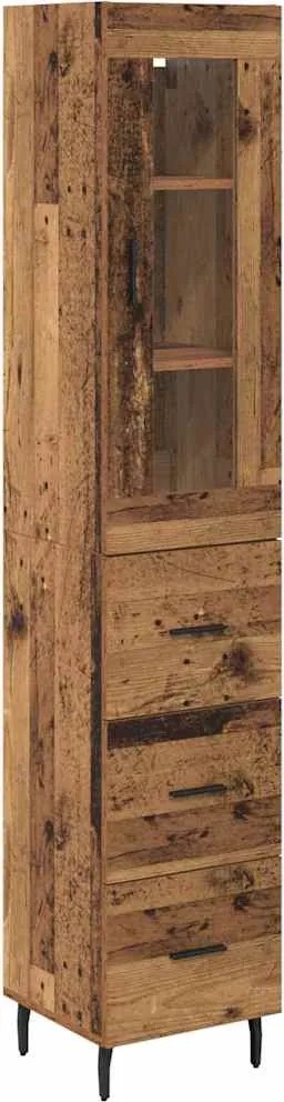 vidaXL Bufet cu sertar Lemn Vechi 34,5 x 34 x 180 cm Lemn compozit