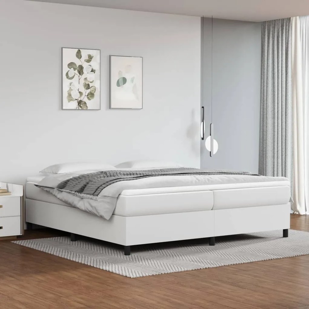 3121066 vidaXL Cadru de pat box spring, alb, 200x200 cm, piele ecologică