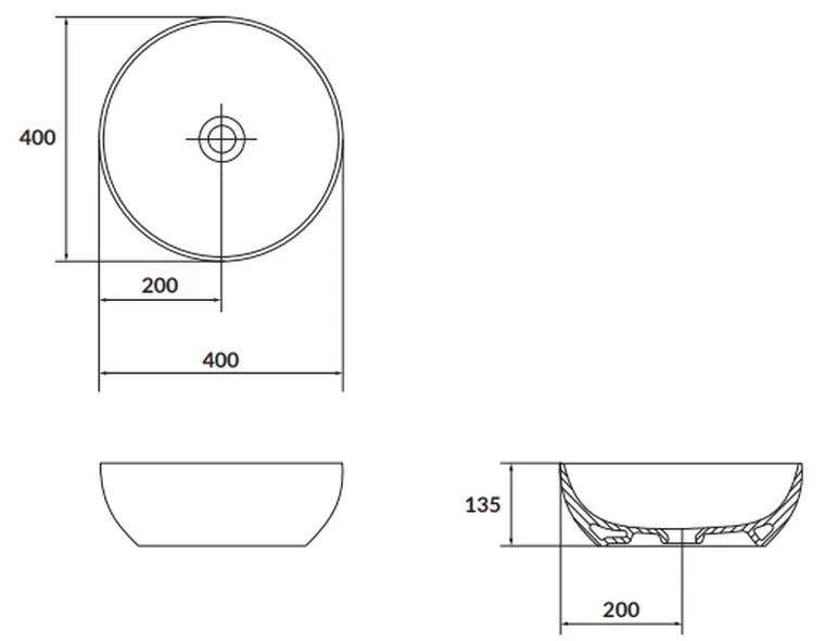 Lavoar pe blat alb mat 40 cm, rotund, Cersanit Larga Alb mat