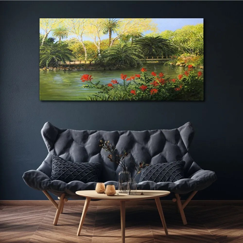 Tablou canvas Pod modern de pădure fluvială