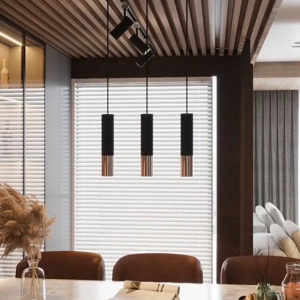 Lustră pe cablu LOOPEZ 2xGU10/40W/230V neagră/cupru Sollux SL.0947