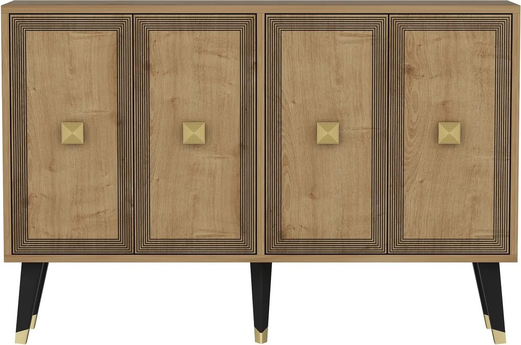 Consola, Hanah Home, Ansel, 120x80x30 cm, Stejar safir / Aur