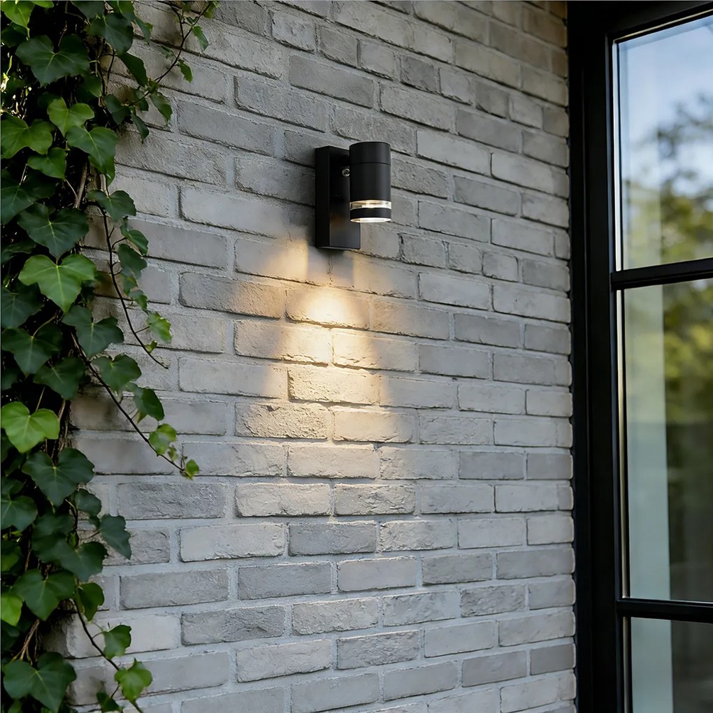 Lampă modernă de perete pentru exterior neagră IP44 cu senzor crepuscular - Ensam