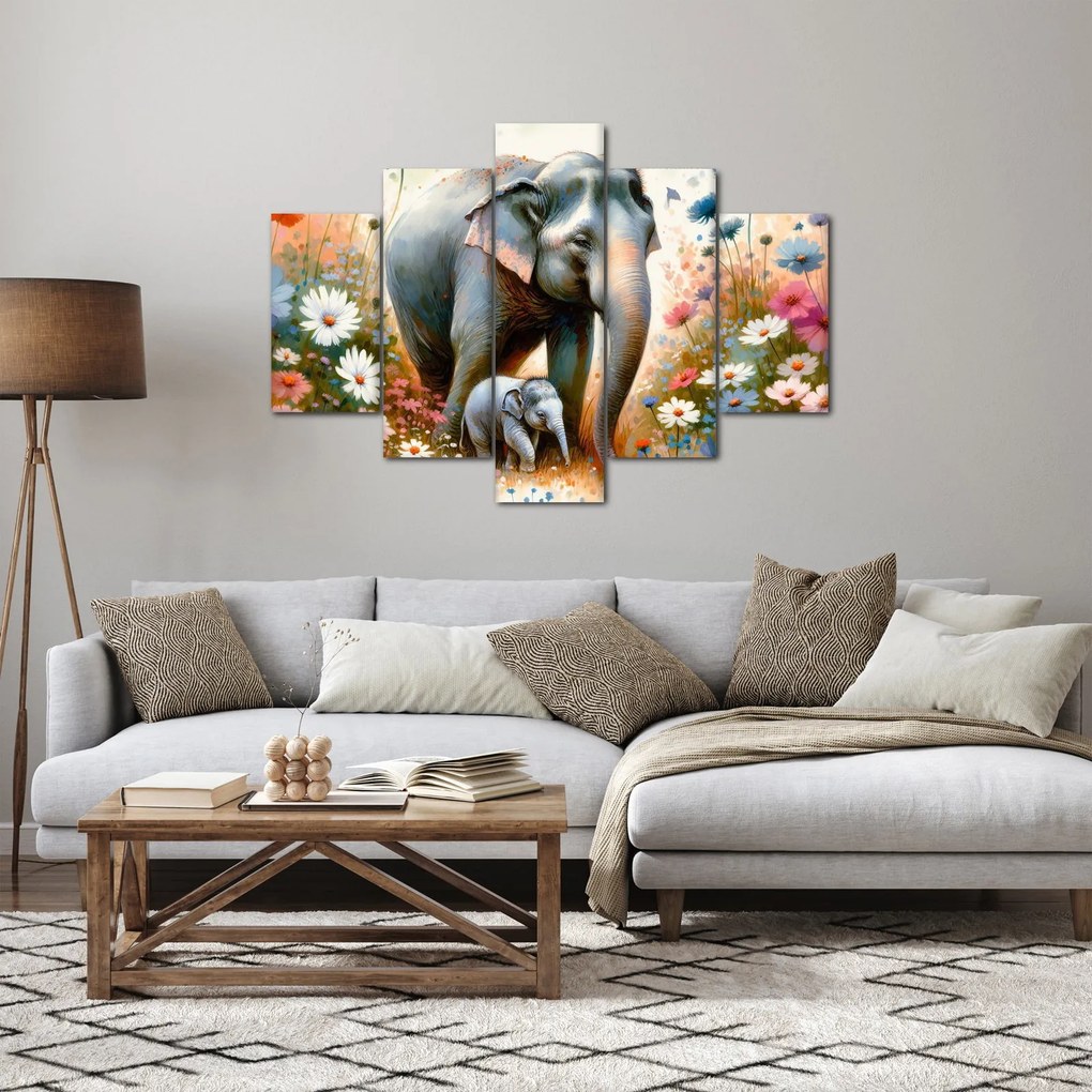 Tablou - Mama elefant, acuarelă (150x105 cm)