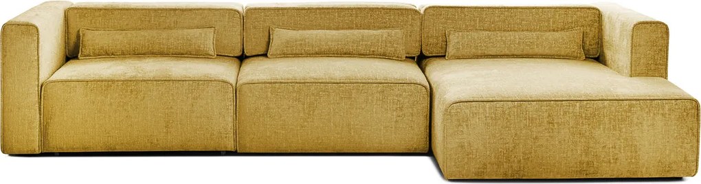 Colțar Extensibil 5 locuri ZANETTO, cu ladă de depozitare, 340x157x70 cm, Galben-Onyx / Stanga