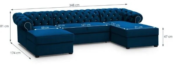 Coltar extensibil forma U albastru inchis Versace