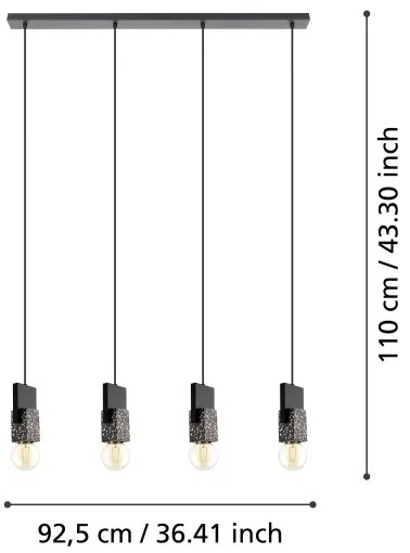 Eglo 99532 - Lustră suspendată pe cablu LOBATIA, 4xE27/40W/230V
